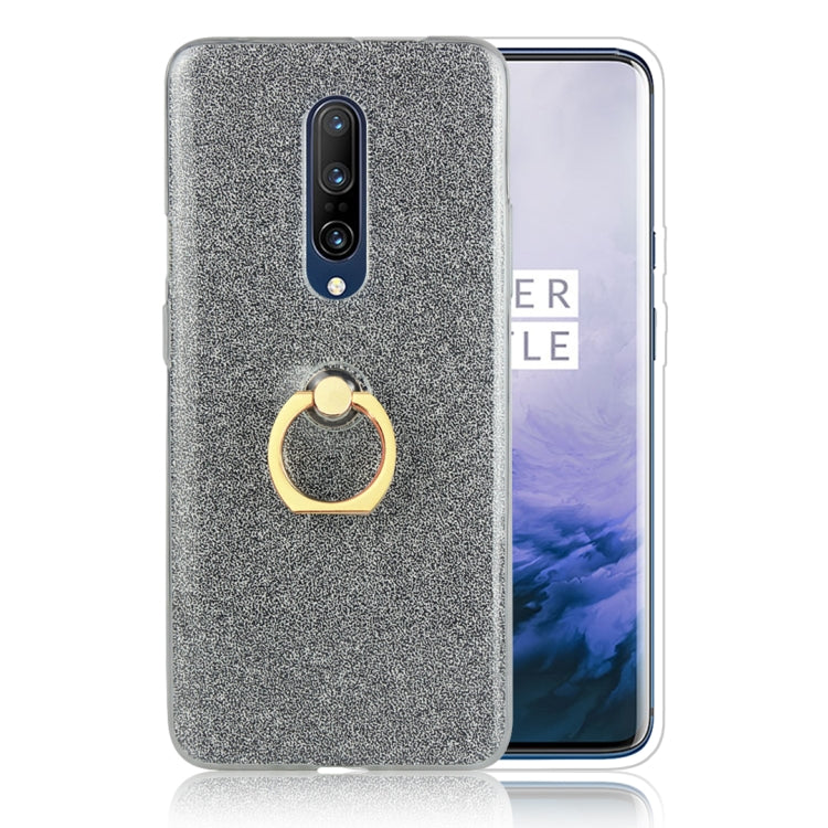 For OnePlus 7 Glittery Powder Shockproof TPU Protective Case with Ring Holder