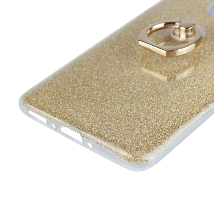For OnePlus 7 Glittery Powder Shockproof TPU Protective Case with Ring Holder