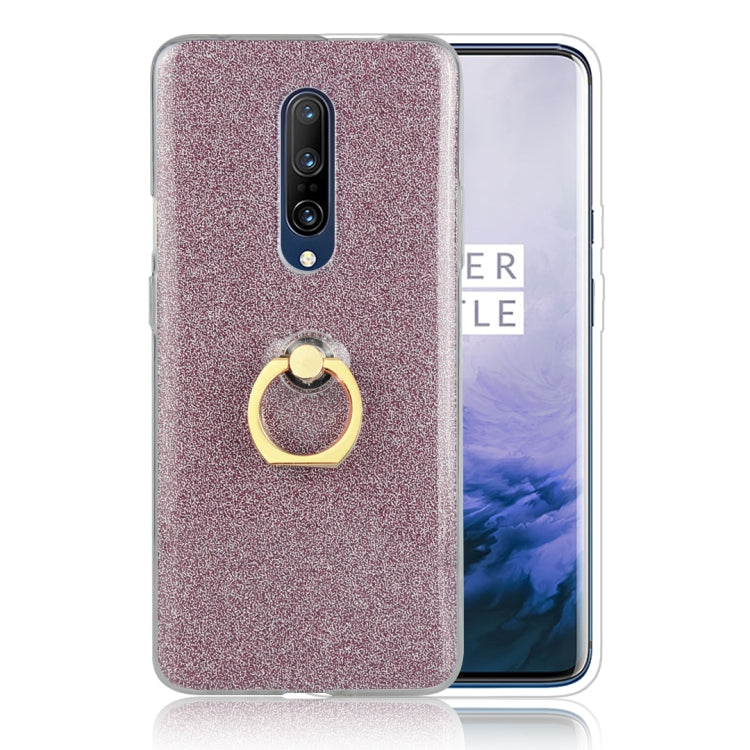 For OnePlus 7 Glittery Powder Shockproof TPU Protective Case with Ring Holder