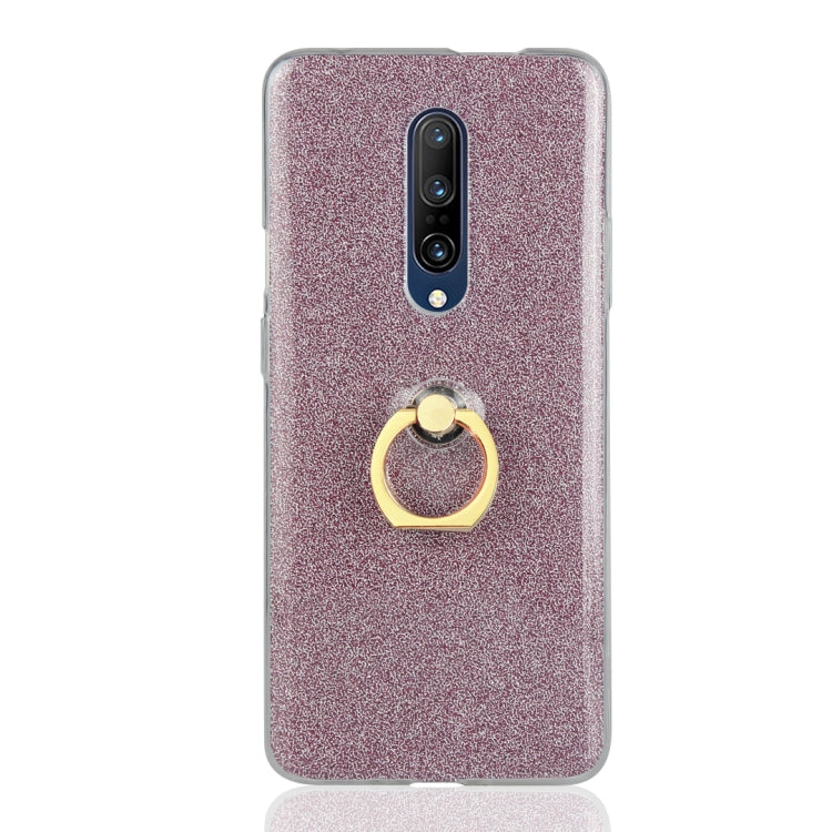 For OnePlus 7 Glittery Powder Shockproof TPU Protective Case with Ring Holder