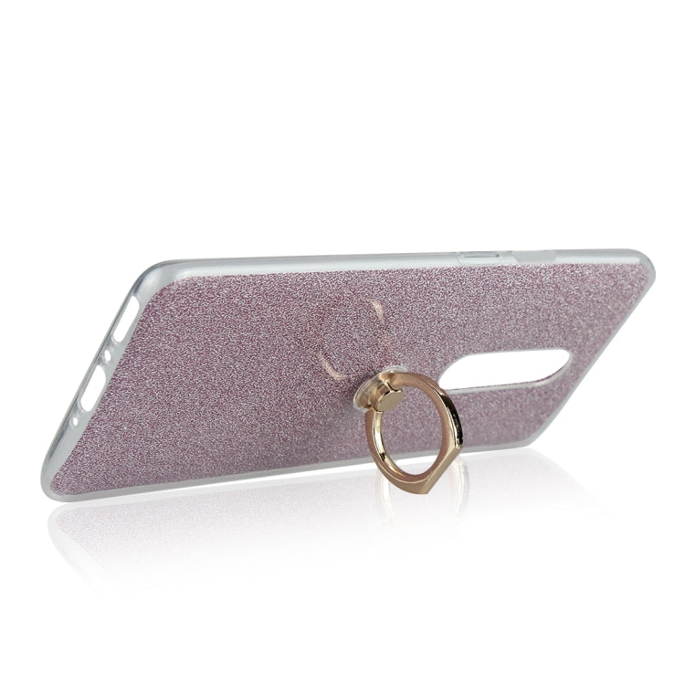 For OnePlus 7 Glittery Powder Shockproof TPU Protective Case with Ring Holder