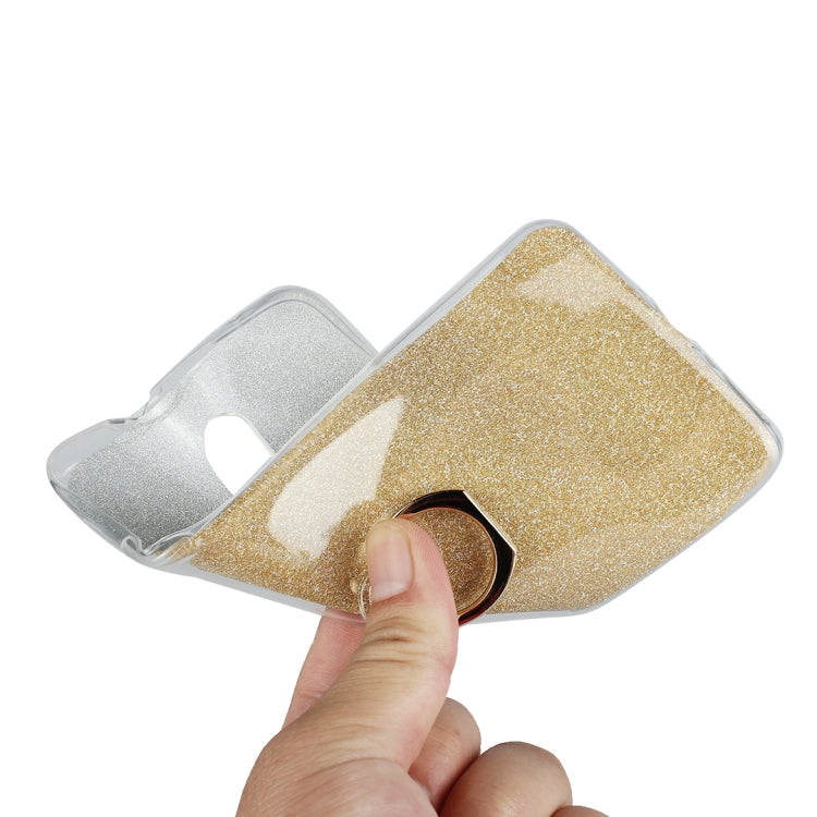 For OnePlus 7 Glittery Powder Shockproof TPU Protective Case with Ring Holder