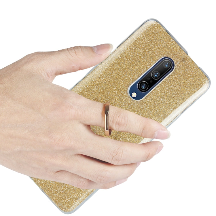 For OnePlus 7 Glittery Powder Shockproof TPU Protective Case with Ring Holder