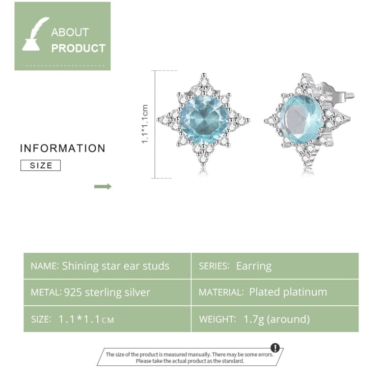 S925 Sterling Silver Shining Star Stud Earrings Women Earrings