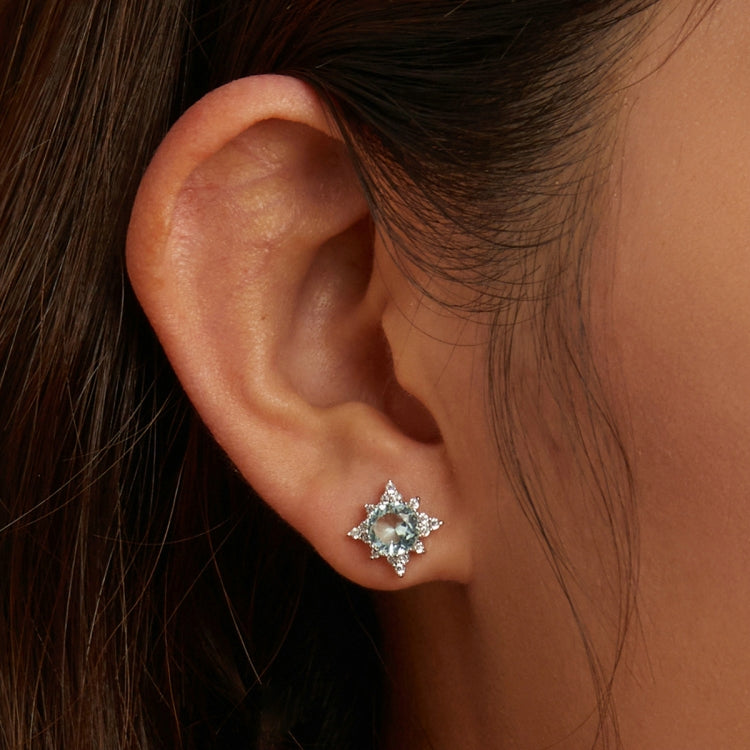 S925 Sterling Silver Shining Star Stud Earrings Women Earrings