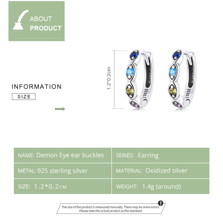 S925 Sterling Silver Devil Eye Zircon Women Earrings