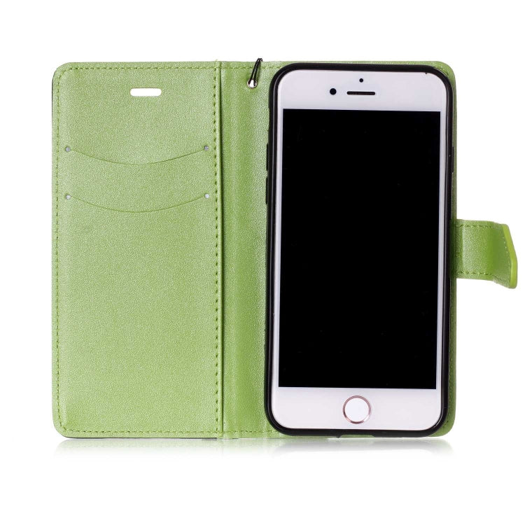 For iPhone SE 2020 & 8 & 7 Matching Color Frosted Texture Horizontal Flip PU Leather Case with Holder & Card Slots & Lanyard