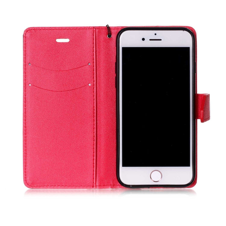 For iPhone SE 2020 & 8 & 7 Matching Color Frosted Texture Horizontal Flip PU Leather Case with Holder & Card Slots & Lanyard