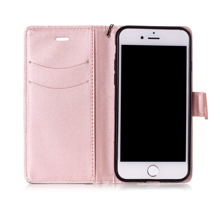For iPhone SE 2020 & 8 & 7 Matching Color Frosted Texture Horizontal Flip PU Leather Case with Holder & Card Slots & Lanyard
