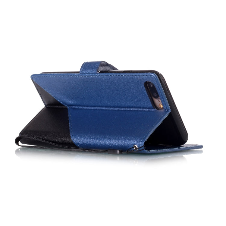 For iPhone 8 Plus & 7 Plus Matching Color Frosted Texture Horizontal Flip PU Leather Case with Holder & Card Slots & Lanyard