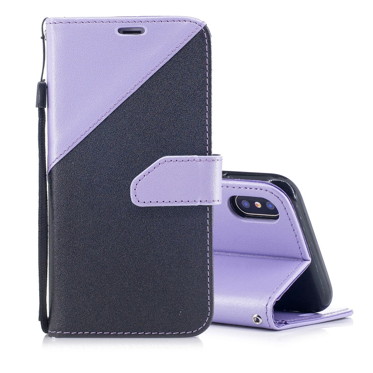 For iPhone X & XS Matching Color Frosted Texture Horizontal Flip PU Leather Case with Holder & Card Slots & Lanyard