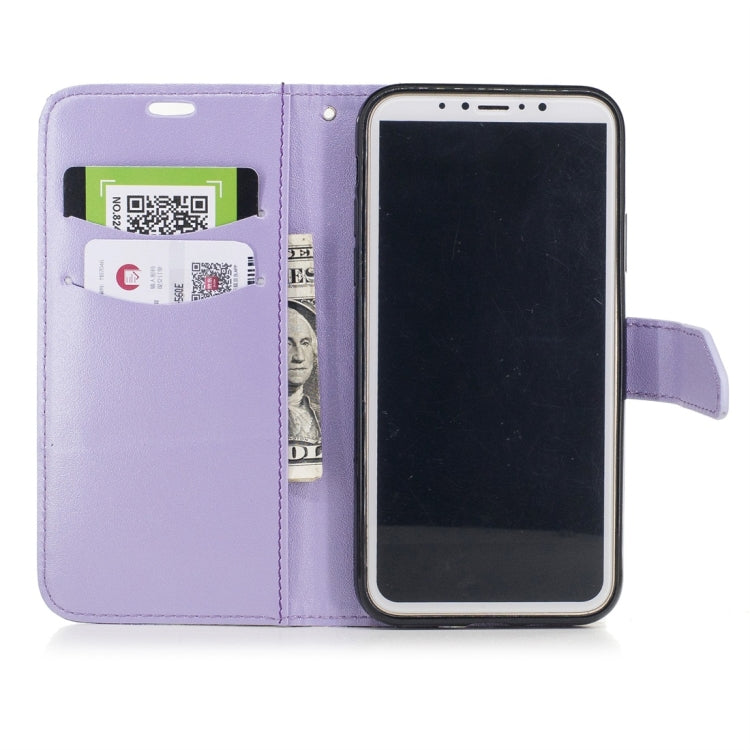 For iPhone X & XS Matching Color Frosted Texture Horizontal Flip PU Leather Case with Holder & Card Slots & Lanyard