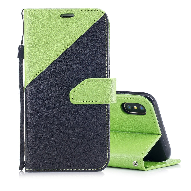 For iPhone X & XS Matching Color Frosted Texture Horizontal Flip PU Leather Case with Holder & Card Slots & Lanyard