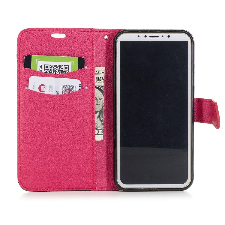 For iPhone X & XS Matching Color Frosted Texture Horizontal Flip PU Leather Case with Holder & Card Slots & Lanyard