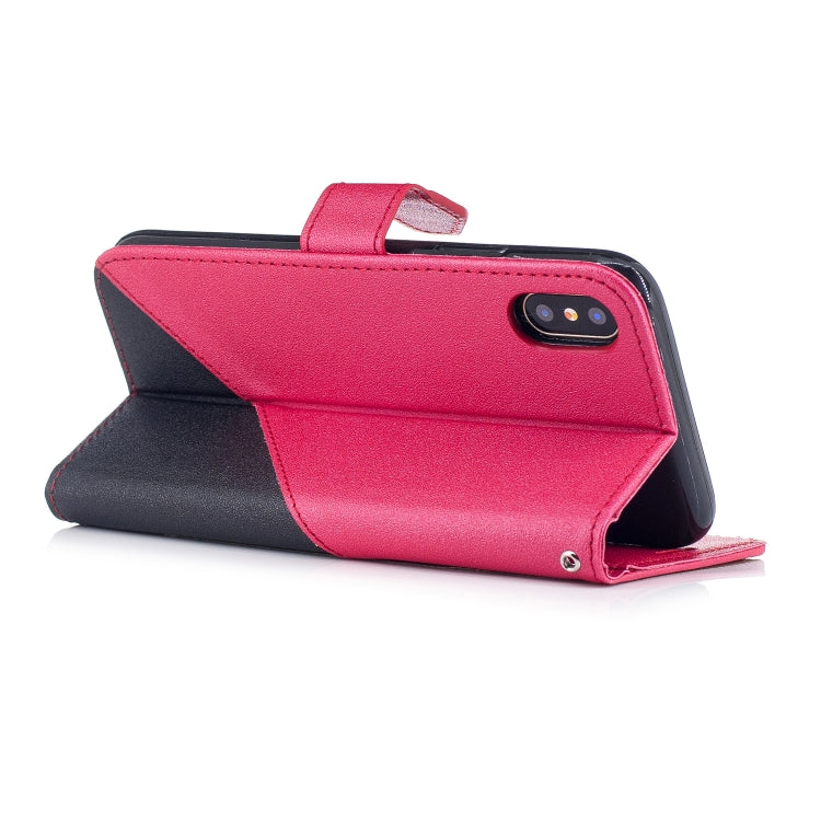 For iPhone X & XS Matching Color Frosted Texture Horizontal Flip PU Leather Case with Holder & Card Slots & Lanyard