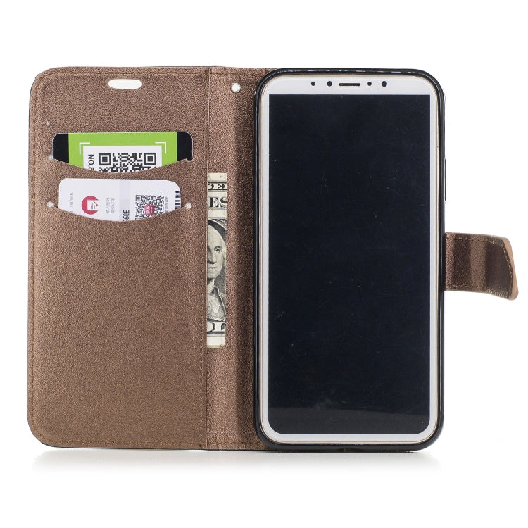 For iPhone X & XS Matching Color Frosted Texture Horizontal Flip PU Leather Case with Holder & Card Slots & Lanyard