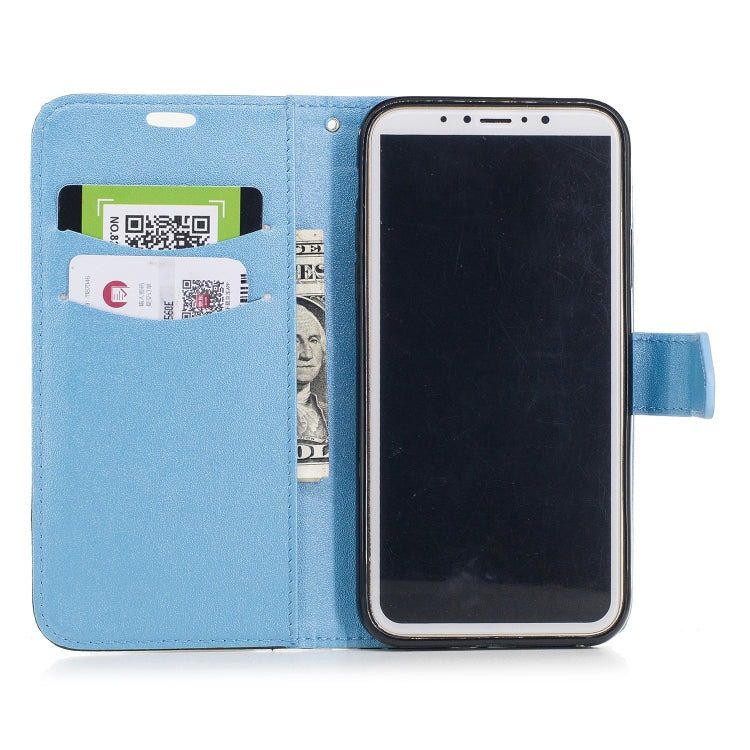For iPhone X & XS Matching Color Frosted Texture Horizontal Flip PU Leather Case with Holder & Card Slots & Lanyard
