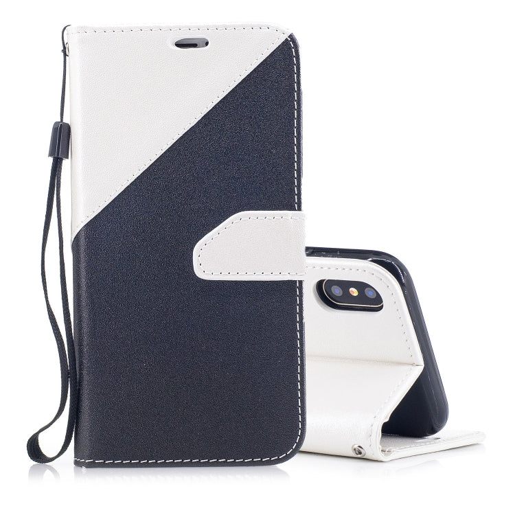 For iPhone X & XS Matching Color Frosted Texture Horizontal Flip PU Leather Case with Holder & Card Slots & Lanyard