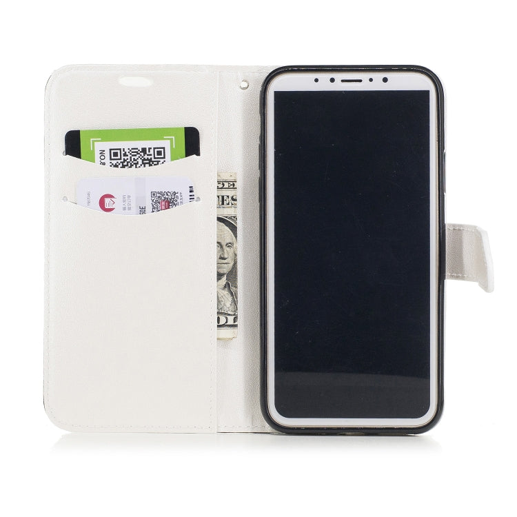 For iPhone X & XS Matching Color Frosted Texture Horizontal Flip PU Leather Case with Holder & Card Slots & Lanyard