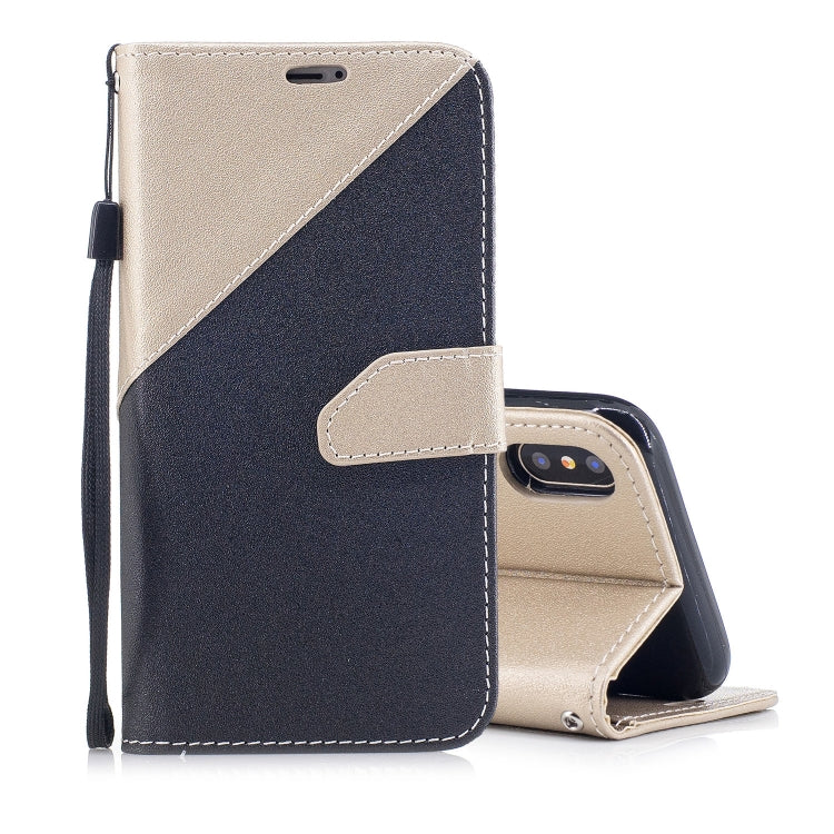 For iPhone X & XS Matching Color Frosted Texture Horizontal Flip PU Leather Case with Holder & Card Slots & Lanyard