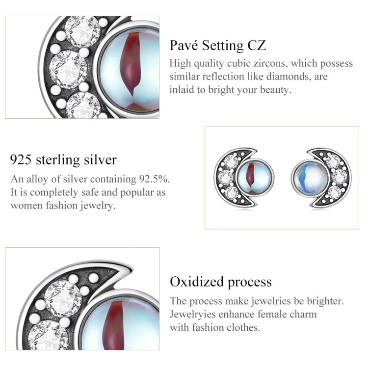 S925 Sterling Silver Moon Ear Stud Women Earrings