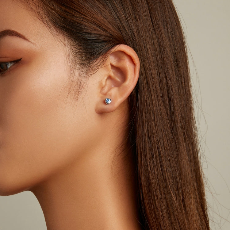 S925 Sterling Silver Heart Zircon Ear Stud Women Earrings