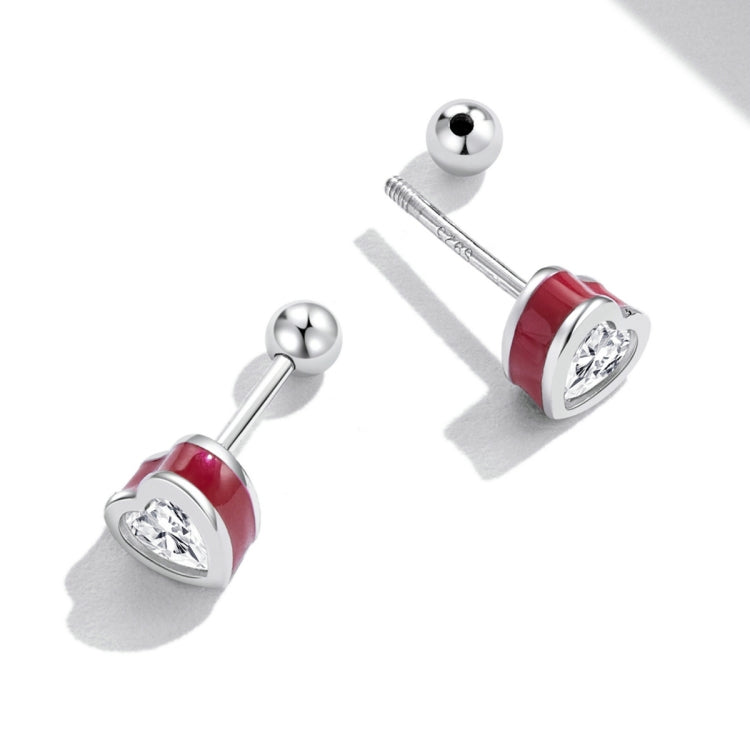 S925 Sterling Silver Heart Zircon Ear Stud Women Earrings