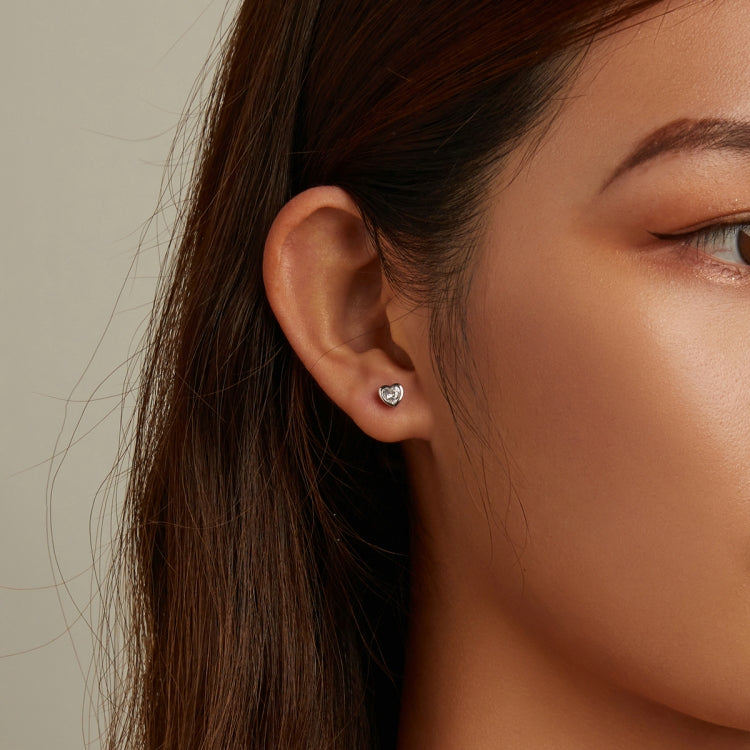 S925 Sterling Silver Heart Zircon Ear Stud Women Earrings
