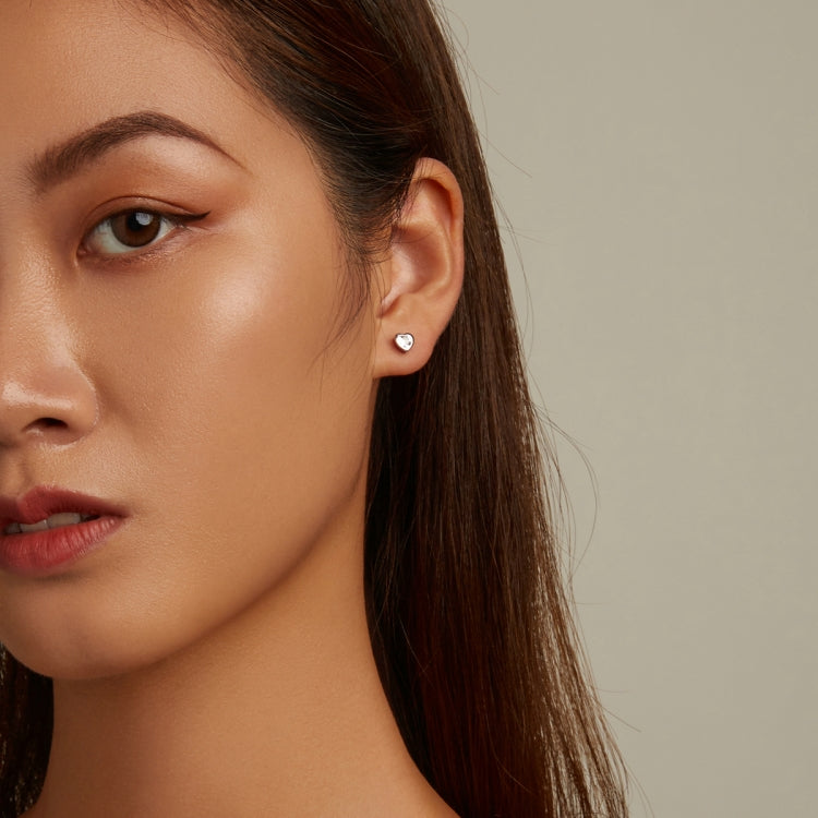 S925 Sterling Silver Heart Zircon Ear Stud Women Earrings