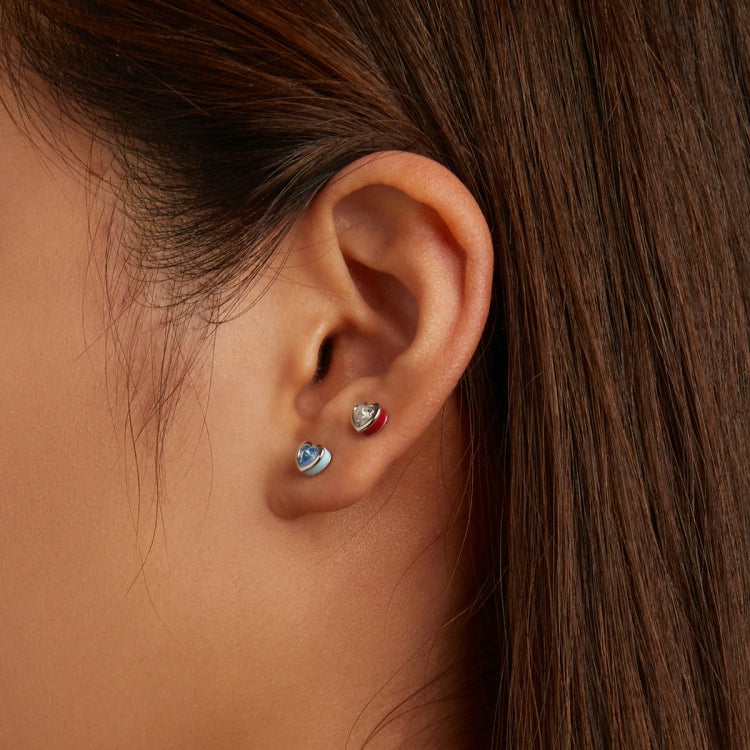S925 Sterling Silver Heart Zircon Ear Stud Women Earrings