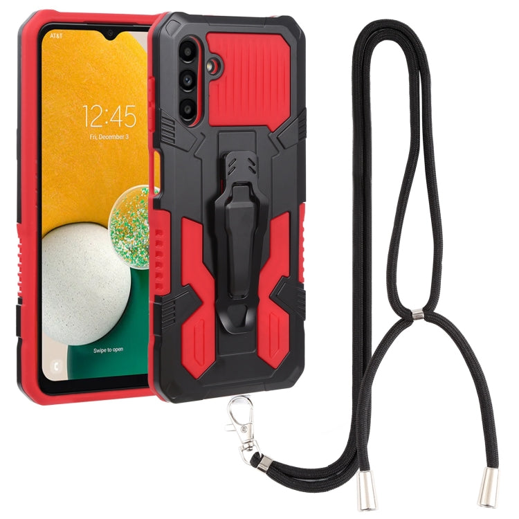 For Samsung Galaxy A13 5G Armor Warrior Shockproof PC + TPU Lanyard Phone Case
