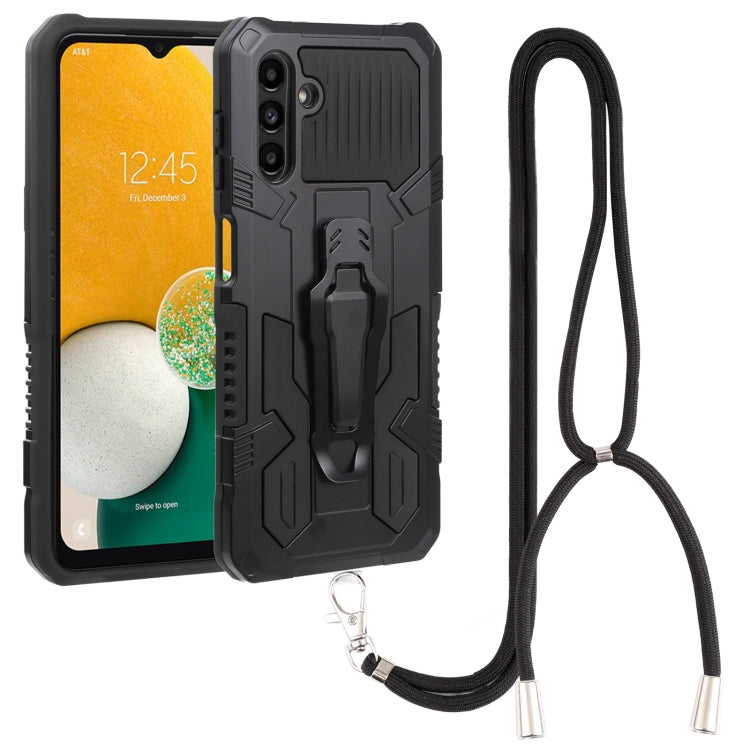 For Samsung Galaxy A13 5G Armor Warrior Shockproof PC + TPU Lanyard Phone Case