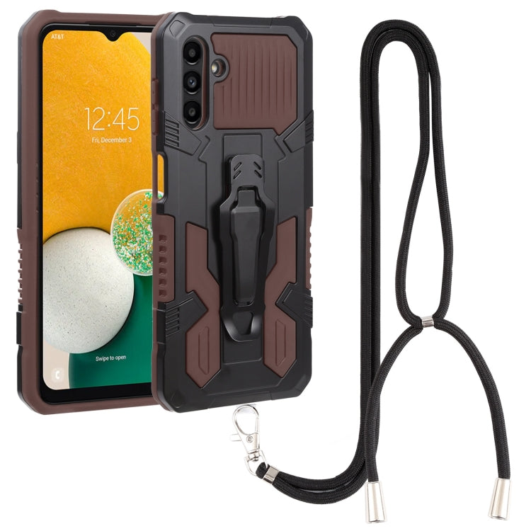 For Samsung Galaxy A13 5G Armor Warrior Shockproof PC + TPU Lanyard Phone Case