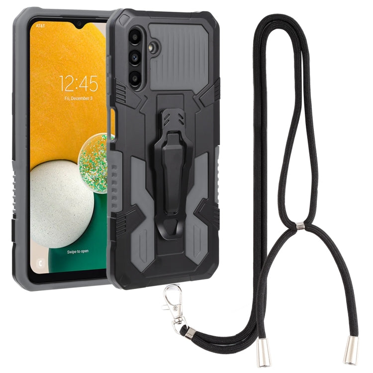 For Samsung Galaxy A13 5G Armor Warrior Shockproof PC + TPU Lanyard Phone Case