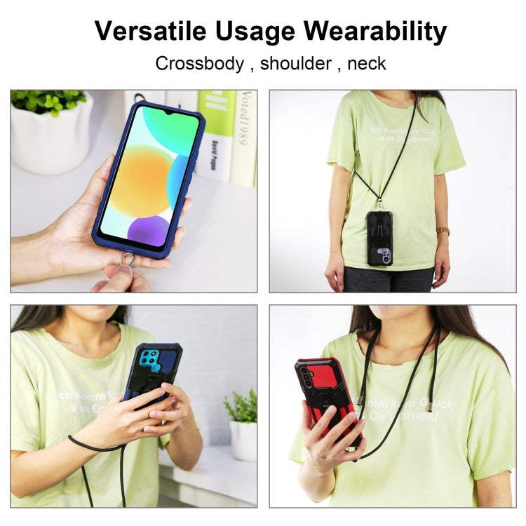 For Samsung Galaxy A13 5G Armor Warrior Shockproof PC + TPU Lanyard Phone Case