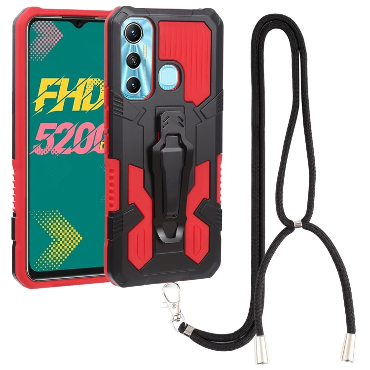 For Infinix Hot 11 Armor Warrior Shockproof PC + TPU Lanyard Phone Case