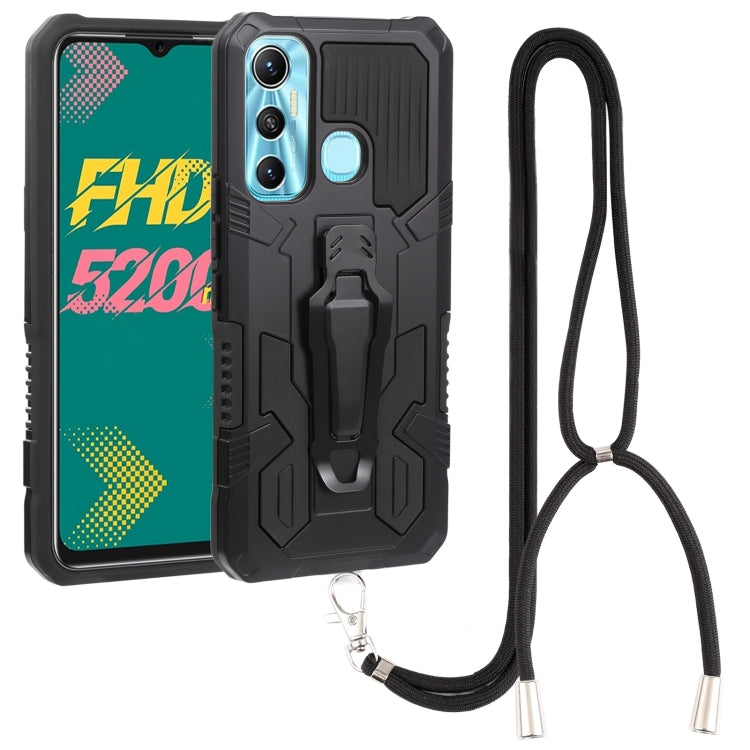 For Infinix Hot 11 Armor Warrior Shockproof PC + TPU Lanyard Phone Case