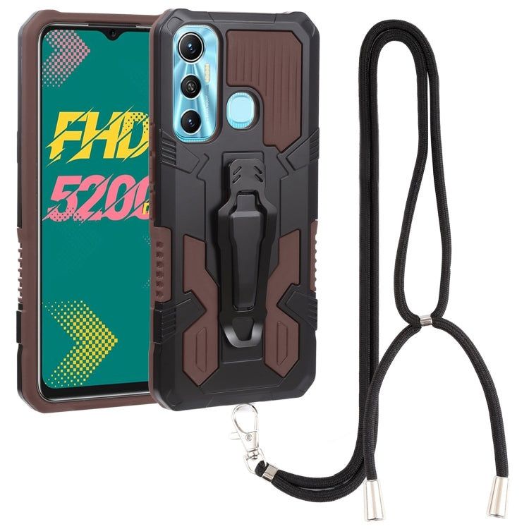 For Infinix Hot 11 Armor Warrior Shockproof PC + TPU Lanyard Phone Case