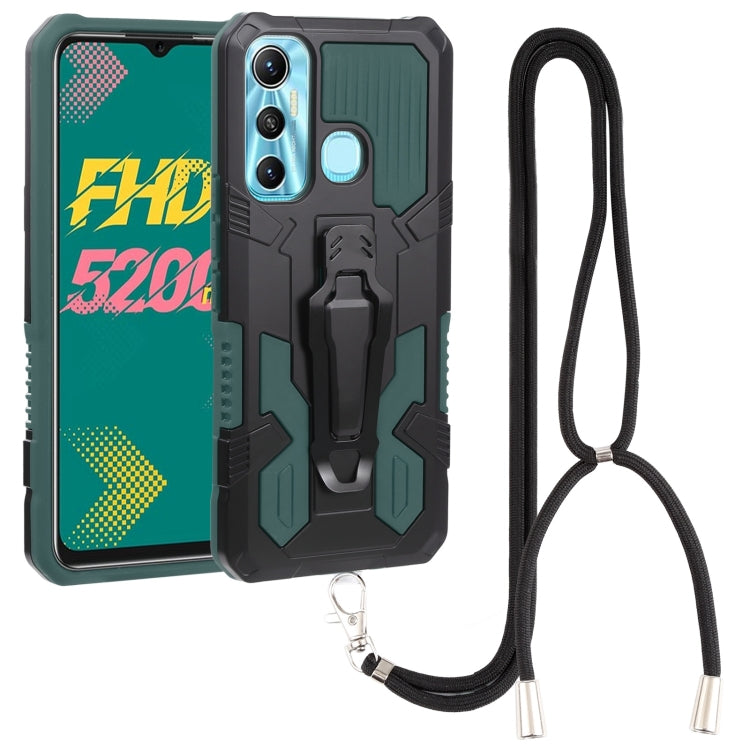 For Infinix Hot 11 Armor Warrior Shockproof PC + TPU Lanyard Phone Case
