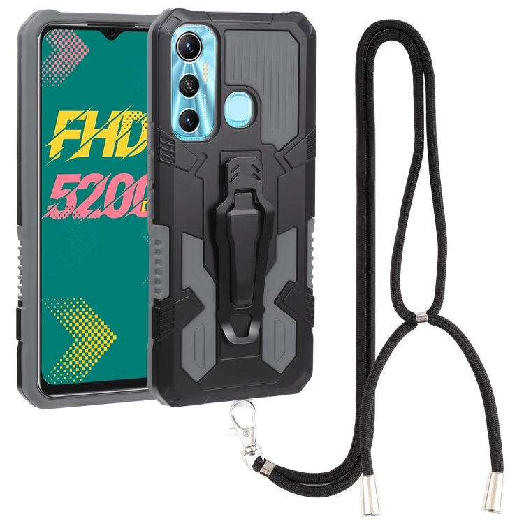 For Infinix Hot 11 Armor Warrior Shockproof PC + TPU Lanyard Phone Case