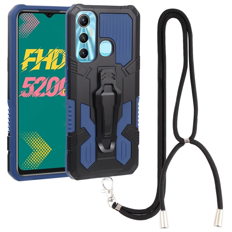 For Infinix Hot 11 Armor Warrior Shockproof PC + TPU Lanyard Phone Case