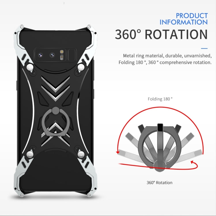 For Galaxy Note 8 PC Sword Soul Shockproof Armor Metal Protective Case with Ring Holder(Black)