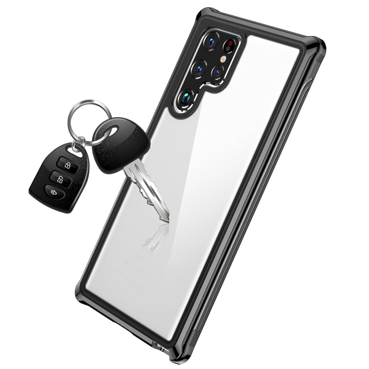 For Samsung Galaxy S22 Ultra 5G Life Waterproof Dustproof Shockproof Transparent Acrylic Protective Phone Case(Black)
