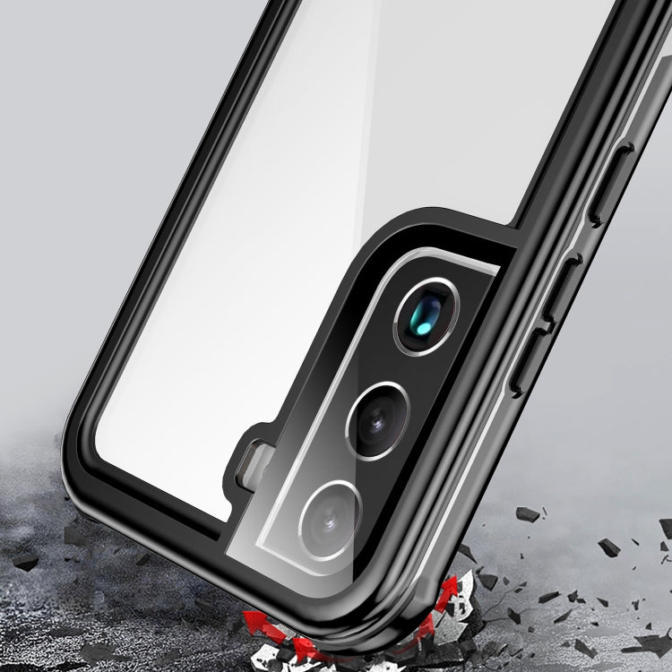 For Samsung Galaxy S22 5G Life Waterproof Dustproof Shockproof Transparent Acrylic Protective Phone Case(Black)