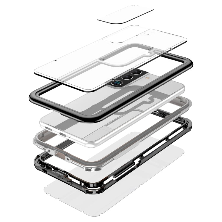 For Samsung Galaxy S22 5G Life Waterproof Dustproof Shockproof Transparent Acrylic Protective Phone Case(Black)