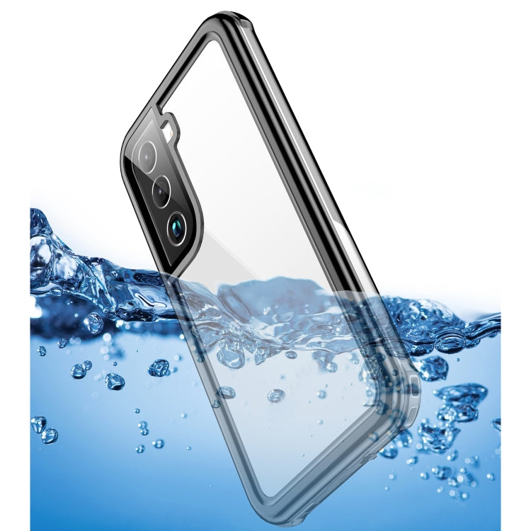 For Samsung Galaxy S22 5G Life Waterproof Dustproof Shockproof Transparent Acrylic Protective Phone Case(Black)