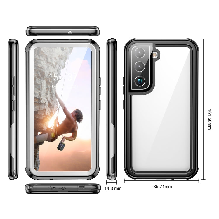 For Samsung Galaxy S22 5G Life Waterproof Dustproof Shockproof Transparent Acrylic Protective Phone Case(Black)