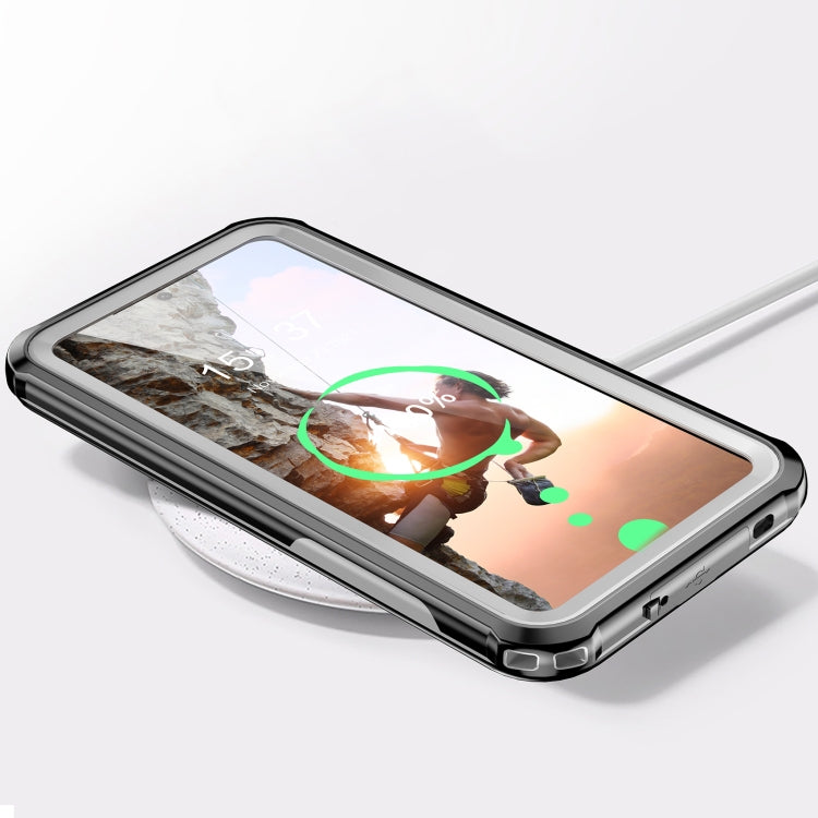 For Samsung Galaxy S22 5G Life Waterproof Dustproof Shockproof Transparent Acrylic Protective Phone Case(Black)