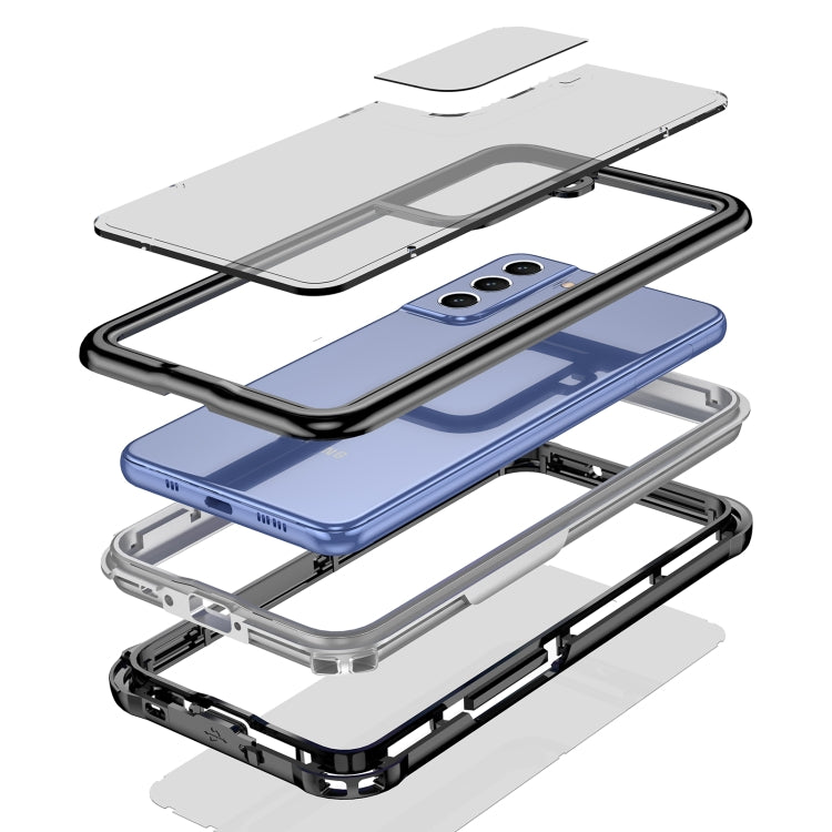 For Samsung Galaxy S21 FE 5G Life Waterproof Dustproof Shockproof Transparent Acrylic Protective Phone Case(Black)