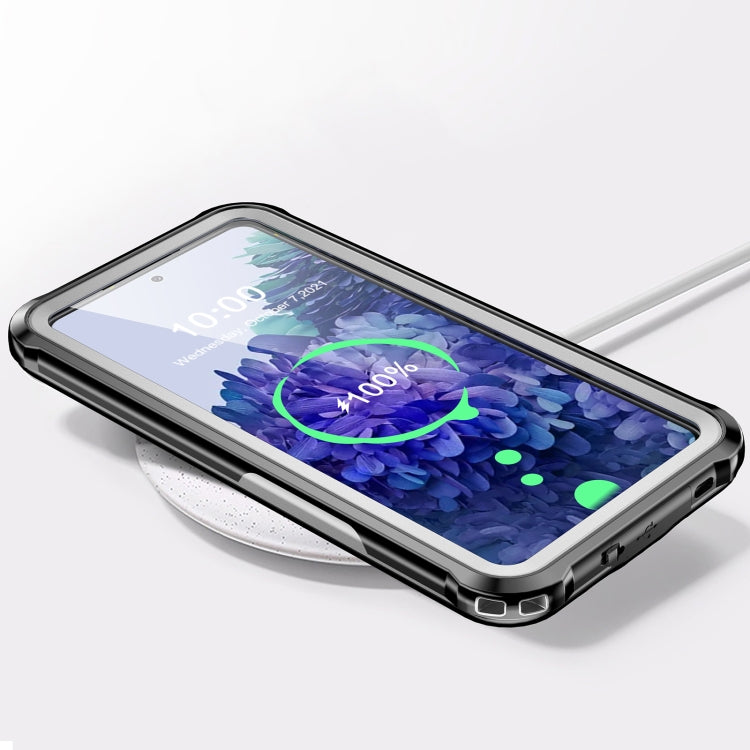For Samsung Galaxy S21 FE 5G Life Waterproof Dustproof Shockproof Transparent Acrylic Protective Phone Case(Black)